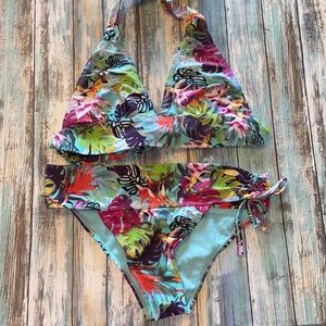 Lili-Pink Tropical Print Bikini